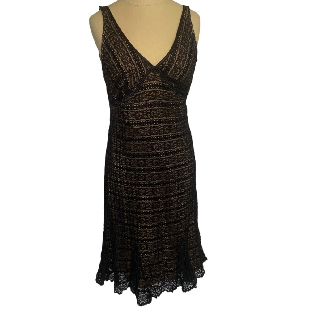 Y2K New york & company black Vneck lace midi dress Small